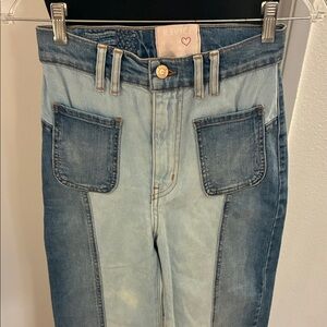 REVICE High Rise Two-Tone Wide Bottom Jeans Size 26